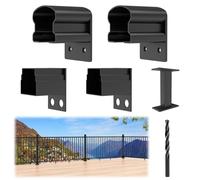 Egadis Lot de 4 connecteurs de support de garde-corps en aluminium avec pied de niveau et perceuse, support de garde-corps fixe, système de garde-corps texturé noir (support de niveau)