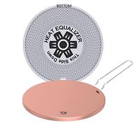 Égaliseur de chaleur 23,5 cm sans bâton finition cuivre diffuseur de chaleur pour cuisinière à gaz - Plaque chauffante en aluminium et alliage de cuivre pour une cuisson uniforme - Couvercle du