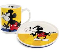 EGAN Assiette à dessert + Tasse empilable Mickey Mouse I Am Yellow