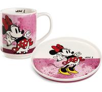 EGAN Assiette à dessert + tasse empilable Minnie Mouse I Am Pink