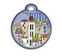 Egan Dessous de plat Collection Pays Mio. Dessous de plat en céramique émaillée de couleur bleue avec motif paysager. Dimensions : 17 x 19 cm. La référence est 121027