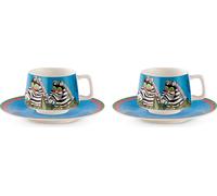 Egan LAUREL BURCH JUNGLE SONGS Set de 2 tasses à espresso bleues avec soucoupes 90 ml