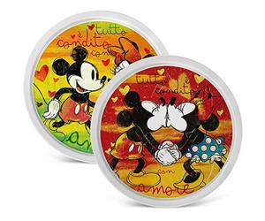 EGAN, Lot de 2 assiettes à pizza vert et rouge Mickey Love Sweet Love D.30