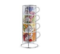Egan Lot de 4 tasses à café ML 80 7 nains + métal rack, 133002
