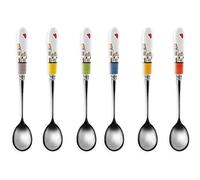 EGAN Lot de 6 cuillères à café avec poignées en céramique colorées Ligne Le Casette, 15 x 2,3 x 1
