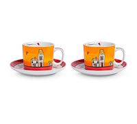 Egan Service Tasses Petit- déjeuner avec soucoupes Le Casette Rouge