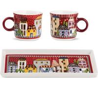 EGAN Set de 2 mini tasses + sous-verre "Paese Mio" Rouge