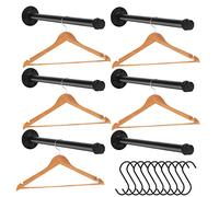 EGASON Lot de 6 barres à vêtements industrielles de 30,5 cm en fer noir rustique, support mural à suspendre pour chambre à coucher, salle de bain, boutique