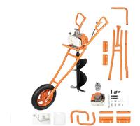 EGBNSY Tarière Thermique 63cc 2 Temps, 2.2KW Tariere Thermique avec Roue, Forage 300mm ,Tarière à Main Outil CreuserTrou pour Agriculture, Jardin, Plantation(Orange)