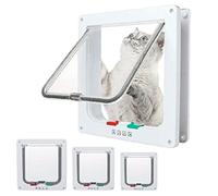 EGETOTA Chatière de porte pour chat extra large (taille extérieure 27,9 x 24,9 cm), verrouillage à 4 voies pour portes intérieures et extérieures, porte résistante aux intempéries, pour chats, chiens,