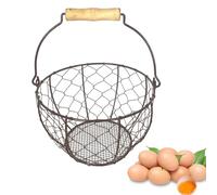 Egg Basket Countertop - Vintage, Iron Kitchen Organizer With Handle, Fresh Egg Holder, Durablle Wire Storage Basket | Eggs Baskets For Kitchen Pantry Organization Home Farmhouse