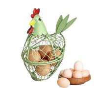 Egg Basket - Iron 19x17x7.5cm | Chicken Storage Rack | Hen Shaped Farmhouse Eggs Holder | Decorative Metal Egg Collector For Kitchen Counter Table Home Decor