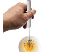 Egg Beater Whisk, Stainless Steel Handheld Mixer, Semi Automatic Whisk, Rustproof Stirrer, for Baking Coffee Frothing Blending, 26x6cm/10.24x2.36 Inches, Silver, 1 Piece, 40g