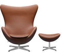 Egg Chair avec tabouret Modèle promotionnel Essential Cuir Noyer Fritz Hansen - FRITZ HANSEN 3316 EL WALNUSS EZ