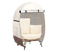 Egg Chair Cover, Waterproof Outdoor Wicker Basket Chair Protector Zipper Closure, Heavy-Duty All-Weather Furniture Cover, for Backyard, Beach House, Urban Patio, Hotel Lounge Use, 140 cm Black Beige