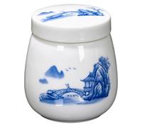 Egg Coddler Cuiseur à œufs en céramique avec couvercles Bleu 220 ml | Œufs à la coque cohérents, répartition uniforme de la chaleur, cuisson/conservation/service, esthétique chinoise, idéal pour
