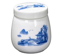 Egg Coddler, cuiseur à œufs en céramique de 220 ml avec couvercles bleus | Œufs à la coque cohérents, répartition uniforme de la chaleur, cuisson/conservation/service, esthétique chinoise, idéal pour