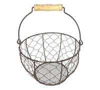Egg Collecting Basket - 20x12 cm Iron Wire Storage Organizer for Kitchen Pantry Organization, Countertop Storage with Farmhouse Style, Vegetable Potato Box for Home, Black Metal