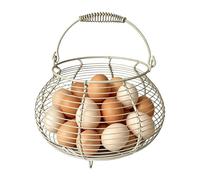Egg Collecting Basket Vintage Woven - Wire Organizer with Handle Chicken