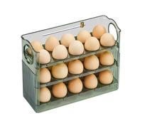 Egg Container - PET, Egg Holder, Refrigerator Organizer, Space Saver Tray | 3-layer Flippable Design, Durable, Easy Rotation, Kitchen, Pantry, Countertop, Home, Closet, Table For Eggs Storage