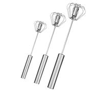 Egg fouet manuel en acier inoxydable semi-automatique push type rotatif batteur d'oeufs 3pcs