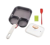 Egg Frying Pan Nonstick - 3 Compartments Breakfast Skillet For Eggs Omelette Bacon Stove Top | Divided Titanium Pans For Cooking | Divided Egg Pans Compartments With Lid And Silicone Spatule |