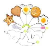 Egg Maker Mold - 8 Shape Molds With Brush, Non-Sticky Kitchen Egg Shaper Rings, 8.5cm Eggs Shaper Rings, Stainless Steel Eggs Maker Mold For Breakfast Hamburger Salad Pancake Omelette