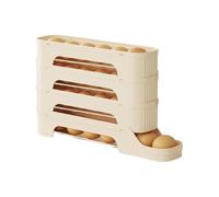 Egg Organizer - Automatic Rolling Storage | Easy access Rolling Egg Holder with Non-slip Base; Ventied Fridge Door Storage Rack for Kitchen Organization, Baking Supplies, And Home Refrigerator Use