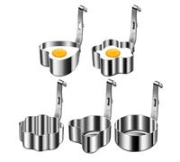 Egg Ring, Pancake Mold, 5-Piece Stainless Set with Non-Stick and Heat-Resistant Handles, Dishwasher Safe Leak-Free Design, Breakfast Tool for Sandwiches Muffins Crumpets