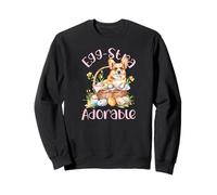 Egg-stra Corgi Corgi Panier de Pâques Motif Floral Sweatshirt
