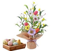 Egg Tree Decor, Carrot Seasonal Ornament, Artificial Flower Desk Accessory with Colorful Design, Spring Decoration Tool with Sturdy Base, Holiday Ornament for Homeowners Event