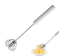 Egg Whisk Beater - Steel Egg Beater | Whisk Blender, Rotary Whisks Blender Versatile Milk Frother Hand Push Mixer Stirrer For Blending Whisking Beating Stirring