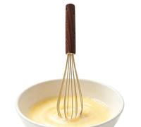 Egg Whisk, Manual Stainless Steel Whisk, Walnut Handle Mixer