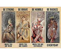 EGGAG Music and Wine Be Strong Be Brave Be Humble Be Badass Everyday Music Lovers Wine Music Lovers Poster Décoration murale en métal 15 x 20 cm