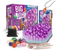 Eggbox Jumbo Kit de fouille de Minéraux et Cristaux pour Enfants - 12 Véritables Pierres Précieuses (Améthyste, Quartz Rose & Agate), Jouet de Minage de Pierres Précieuses pour Enfants de 6-12 Ans