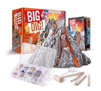 Eggbox Vulkan Kit d'excavation pour enfants - 12 véritables minéraux avec pyrite, améthyste, marteau, burin, loupe, boîte de rangement, jouet géologique, archéologique, cadeau pour les enfants à