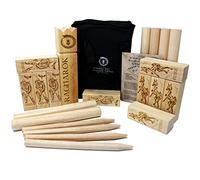 Eggcellence© Wikinger Kubb Ragnarök Edition - Jeu d'échecs suédois en bois d'hévéa - Jeu d'extérieur en bois d'origine