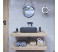 Egger - Set Naturel plan vasque 80x8x50 cm + 2 fixations porte serviette 45 cm, brun clair (DO8050DH-FIX3)