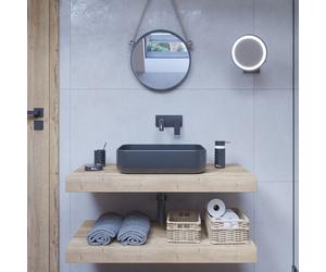 Egger - Set Naturel plan vasque 80x8x50 cm + 2 fixations porte serviette 45 cm, brun clair (DO8050DH-FIX3)