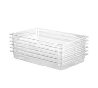 EGGKITPO Lot de 6 poêles alimentaires en polycarbonate sans BPA, 6,3 cm de profondeur, passent au congélateur, empilables, transparentes, pour cuisine, fête et table de préparation