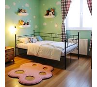 EGGREE Cadre de Lit Banquette en Métal, Lit Simple Canapé-Lit en Fer Forgé pour Enfants Adults, 90 x 200cm - Noir
