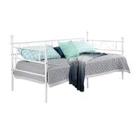 EGGREE Cadre de lit en Métal Canapé-Lit en Fer Forgé Lit Simple pour Enfant Adulte, 90 * 190cm Blanc
