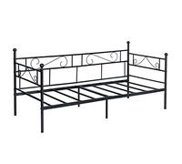 EGGREE Cadre de lit en Métal Canapé-Lit en Fer Forgé Lit Simple pour Enfant Adulte, 90 * 190cm Noir