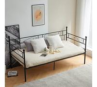 EGGREE Cadre de lit en Métal Canapé-Lit en Fer Forgé Lit Simple pour Enfant Adulte, 90 * 200cm Noir