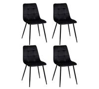 EGGREE Chaises de Salle à Manger Lot de 4 Velours Chaises de Cuisine avec Pieds en Métal et Dossier Ergonomique, Siège Rembourré Chaise pour Salon Chambre, Charge Max 150kg, Noir