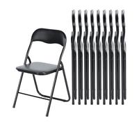 EGGREE Ensemble de 10 Chaises Pliantes Noires - Cadre Métallique, Siège Rembourré en PVC - Capacité de Charge 110 kg - Chaise Ergonomique Pliable pour Camping, Balcon, Fêtes, Bureau, Restaurant