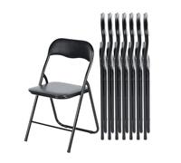 EGGREE Ensemble de 8 Chaises Pliantes Noires - Cadre Métallique, Siège Rembourré en PVC - Capacité de Charge 110 kg - Chaise Ergonomique Pliable pour Camping, Balcon, Fêtes, Bureau, Restaurant