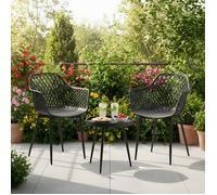 EGGREE Ensemble table et 2 chaises, 2 fauteuils lounge avec accoudoirs et pieds en métal, 1 table basse