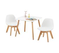EGGREE Ensemble Table et 2 chaises pour Enfants 3 en 1, fabriqué en hêtre Massif certifié FSC, testé SGS, Meubles de Chambre pour Enfants, Jardins d'enfants, Blanc