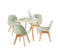 EGGREE Ensemble Table et 4 chaises pour Enfants 5 en 1, fabriqué en hêtre Massif certifié FSC, pour Les Enfants de 1 à 6 Ans, pour la Chambre d'enfant et la Maternelle,Vert
